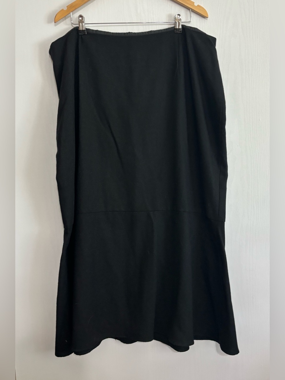 Ashley Stewart Fluted Midi Skirt Womens 22W Black Wool Blend Flounce Curvy New